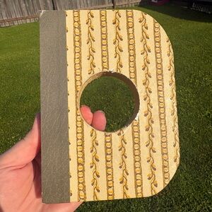 Hobby Lobby wooden D with faux book cover front GUC Some rip in the Circle